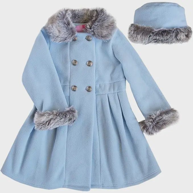 Good Lad Girls Blue Fleece Coat with Fur Trim