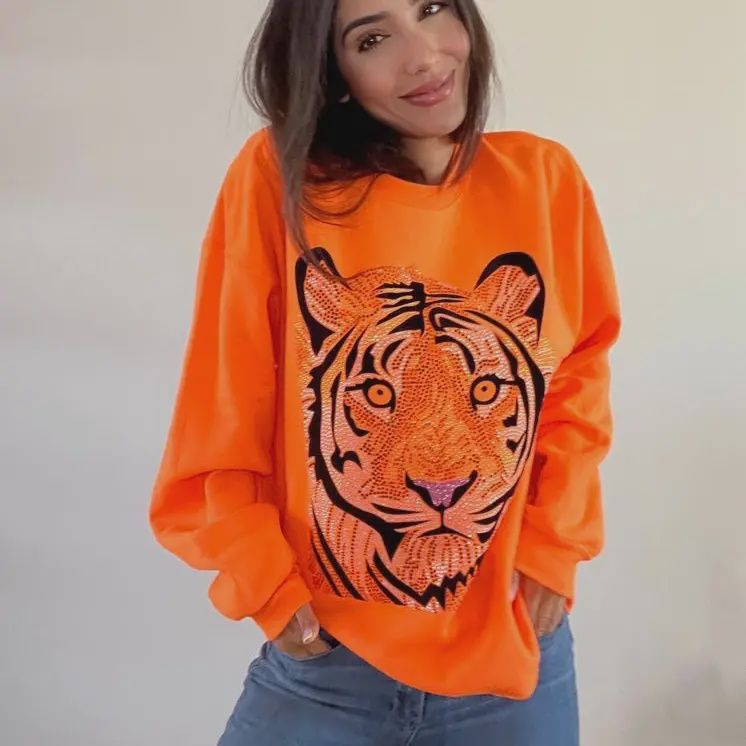 Tiger Crewneck Sweatshirt - Orange