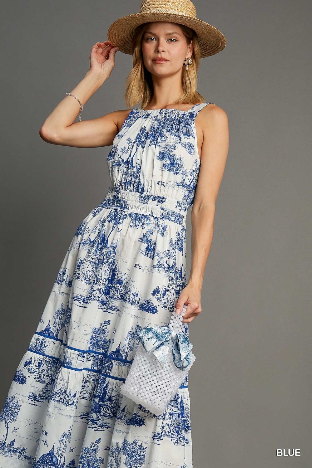 Umgee Blue Sleeveless Maxi Dress