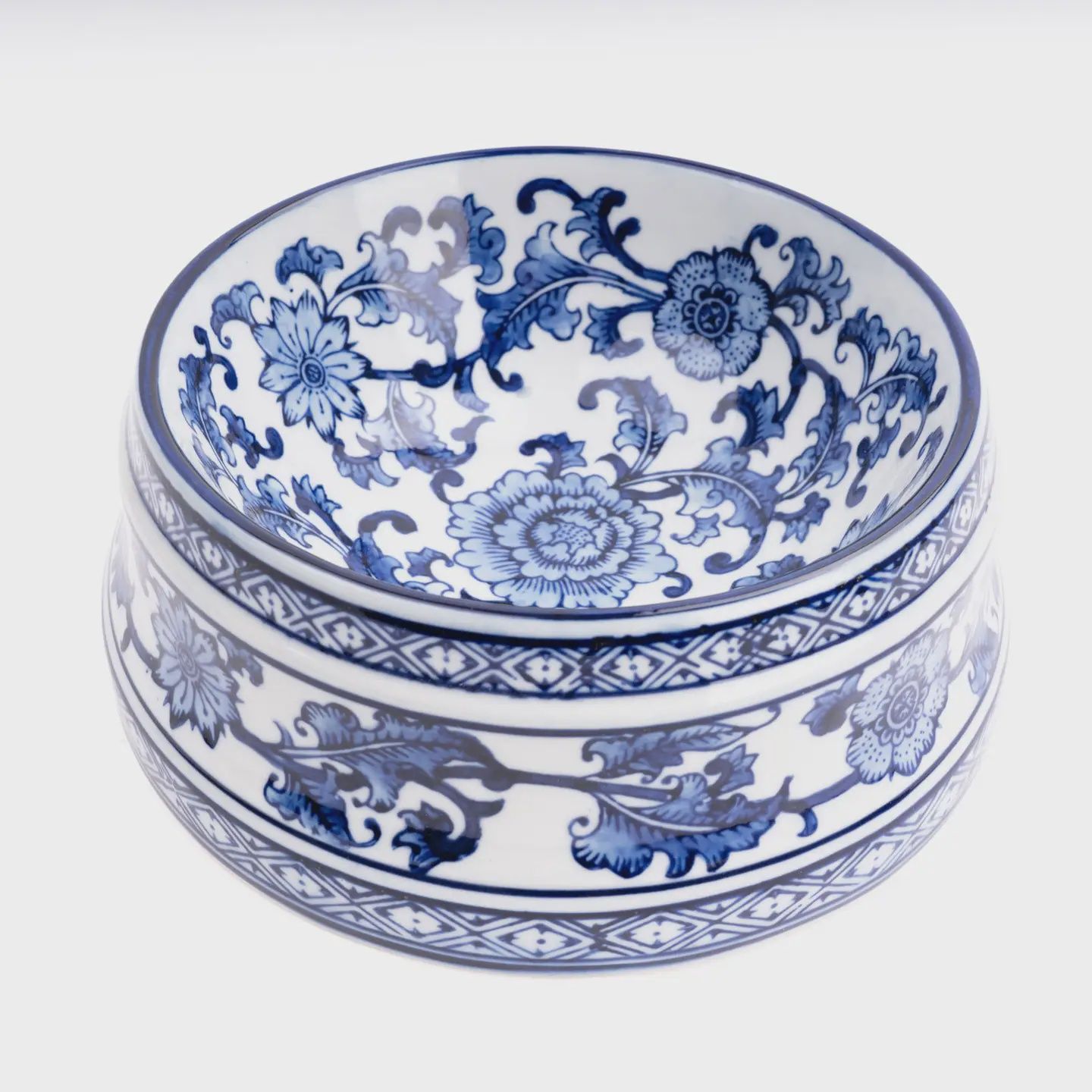 Oak Lane Blue Chinoiserie Large Dog Bowl