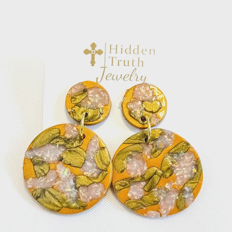 Hidden Truth Jewelry Gold Sparkly Circle Dangles
