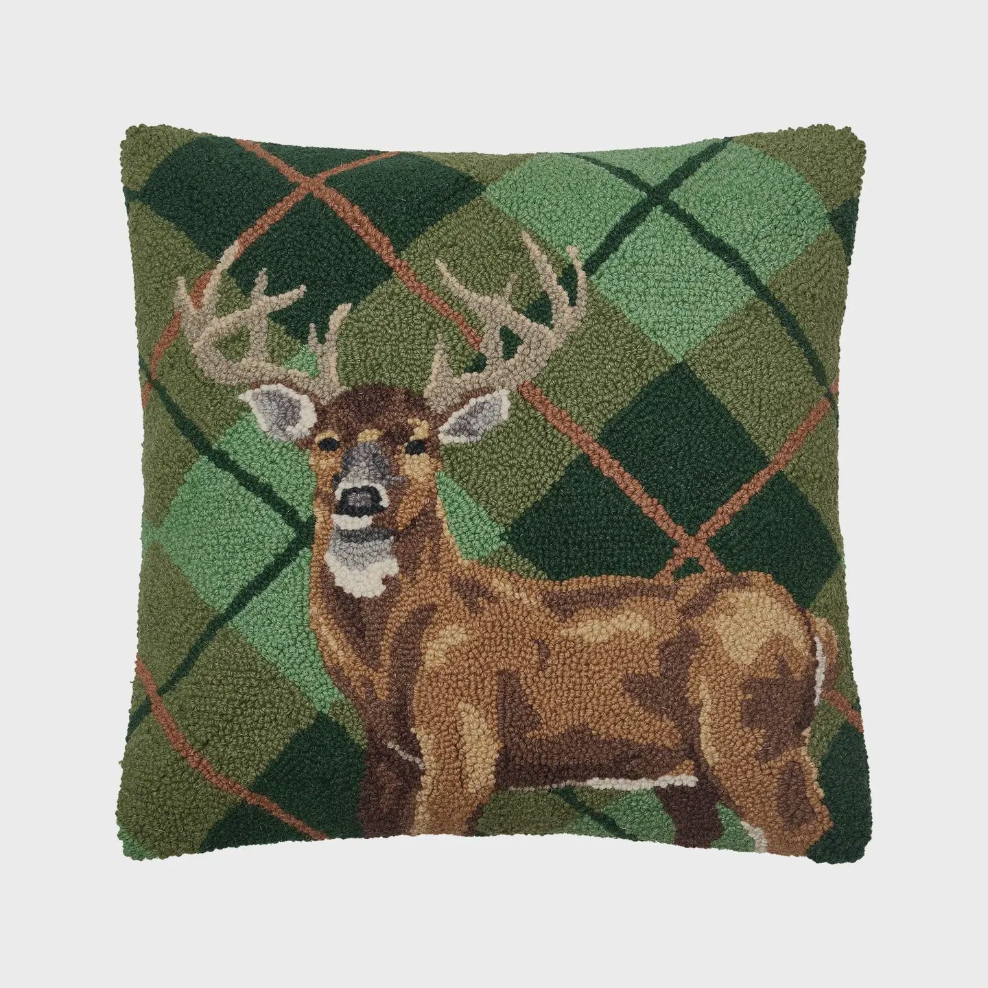 Peking Handicraft Deer Plaid Hook Pillow
