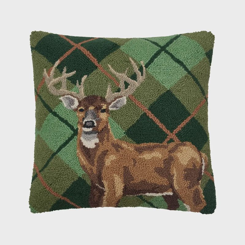 Peking Handicraft Deer Plaid Hook Pillow