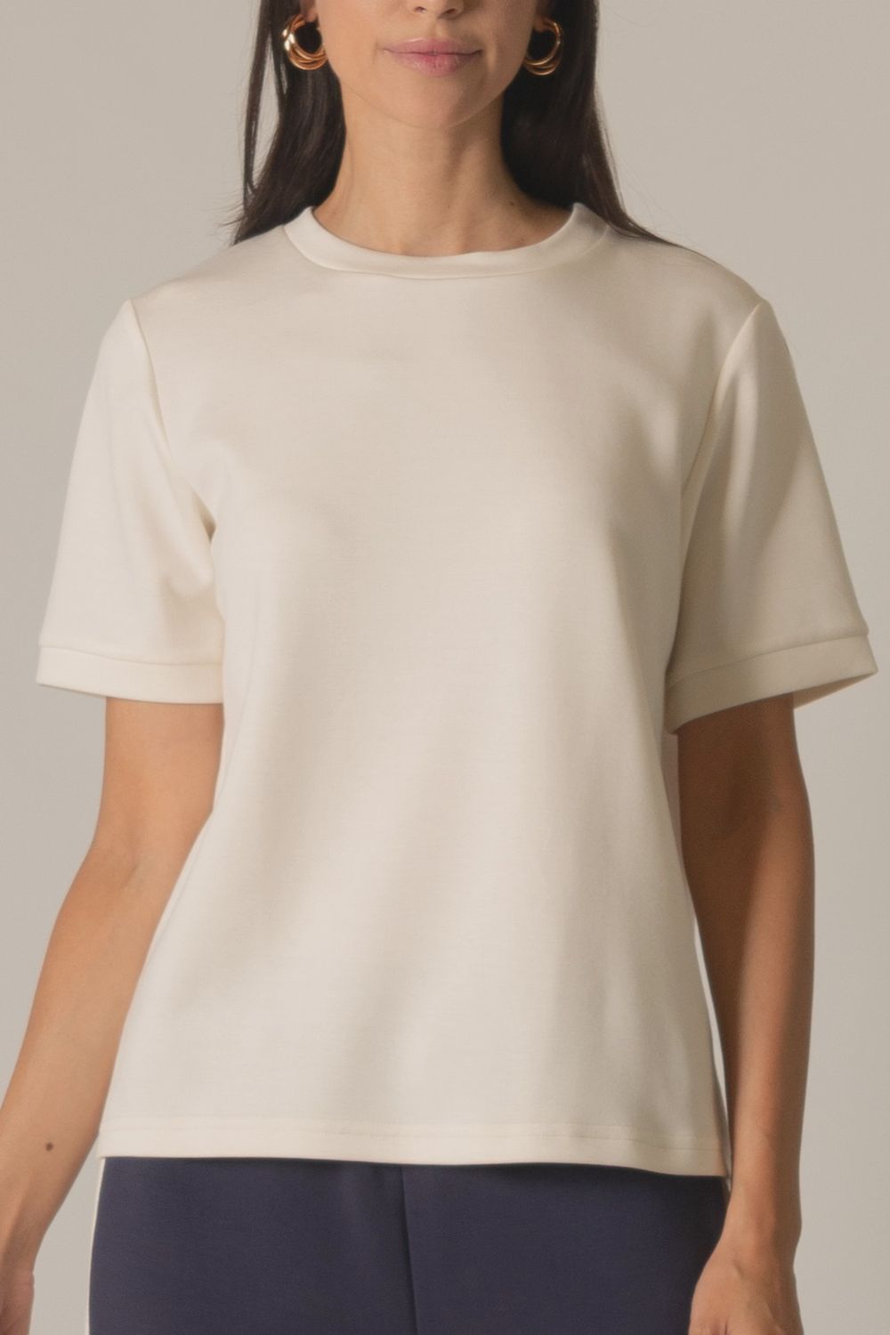 P. Cill Taupe Butter Modal Round Neck Short Sleeve Tee