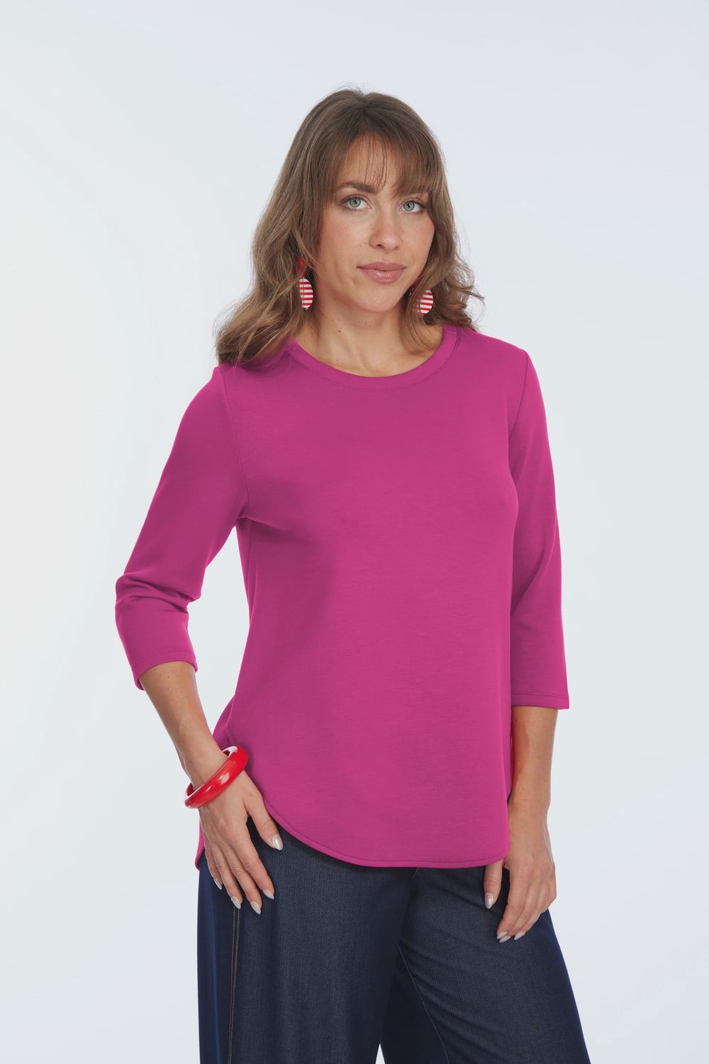 Lior Zofi Top Women&#39;s 3/4 Ponte Knit Top Magenta