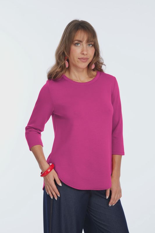 Lior Zofi Top Women&#39;s 3/4 Ponte Knit Top Magenta