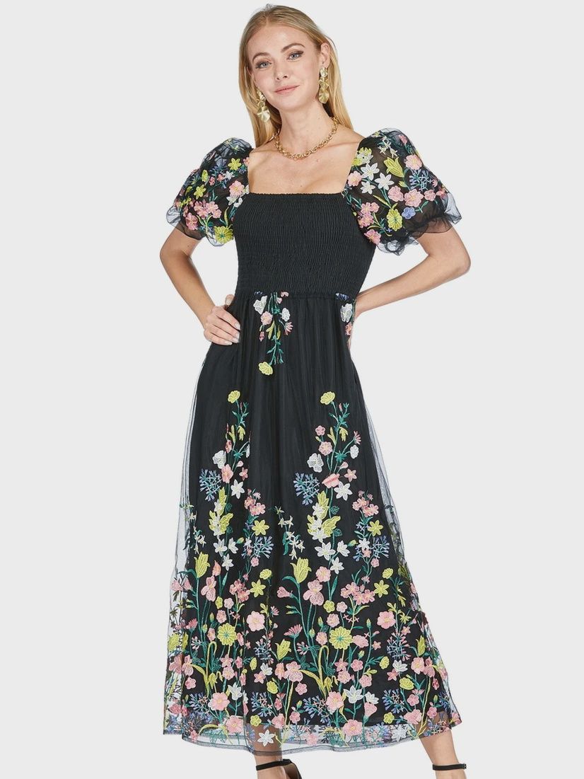 Jade Black Embroidered Dress