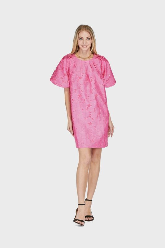 Jade Floral Organza Dress Fuchsia