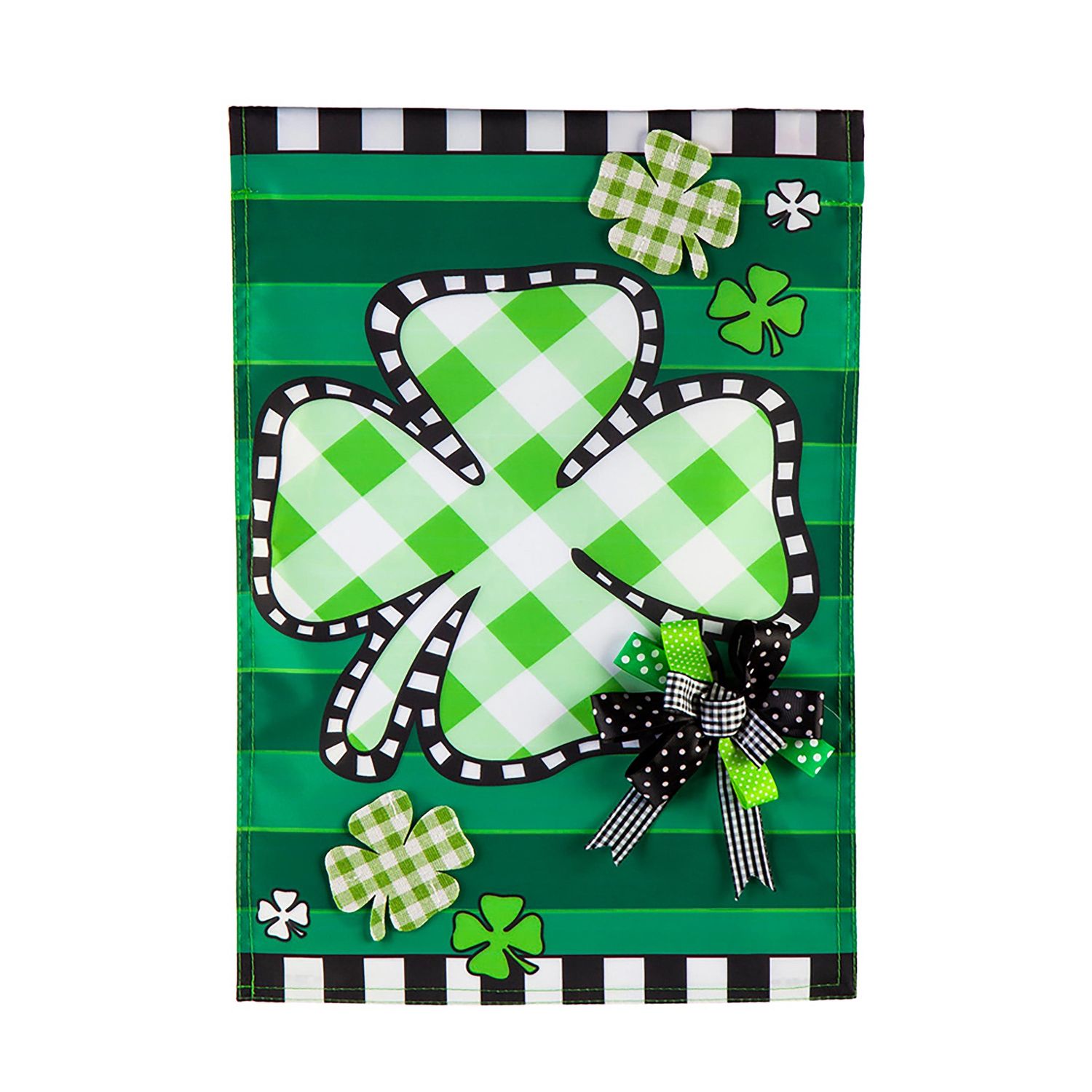 Evergreen Check Clover Garden Applique Flag