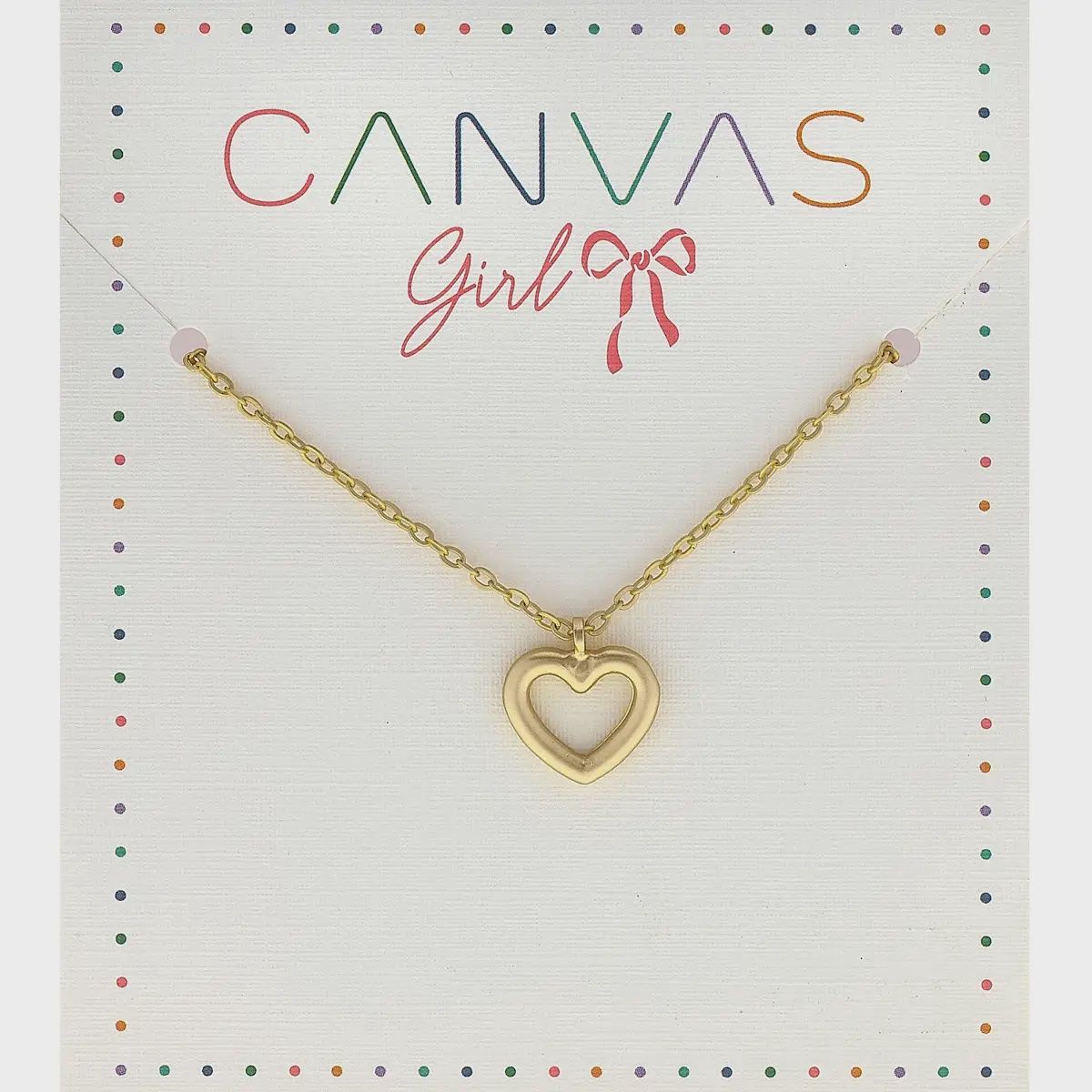 Canvas Clementine Open Heart Children&#39;s Necklace in Worn Gold