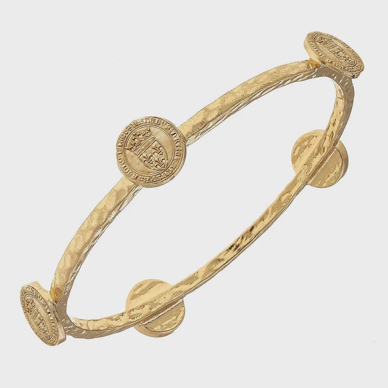Canvas Style X Marycatherinestudio French Coin Bangle in Worn Gold