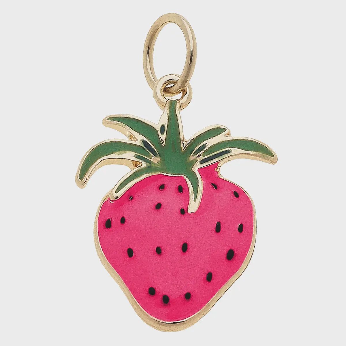 Canvas Strawberry Enamel Charm in Pink &amp; Green