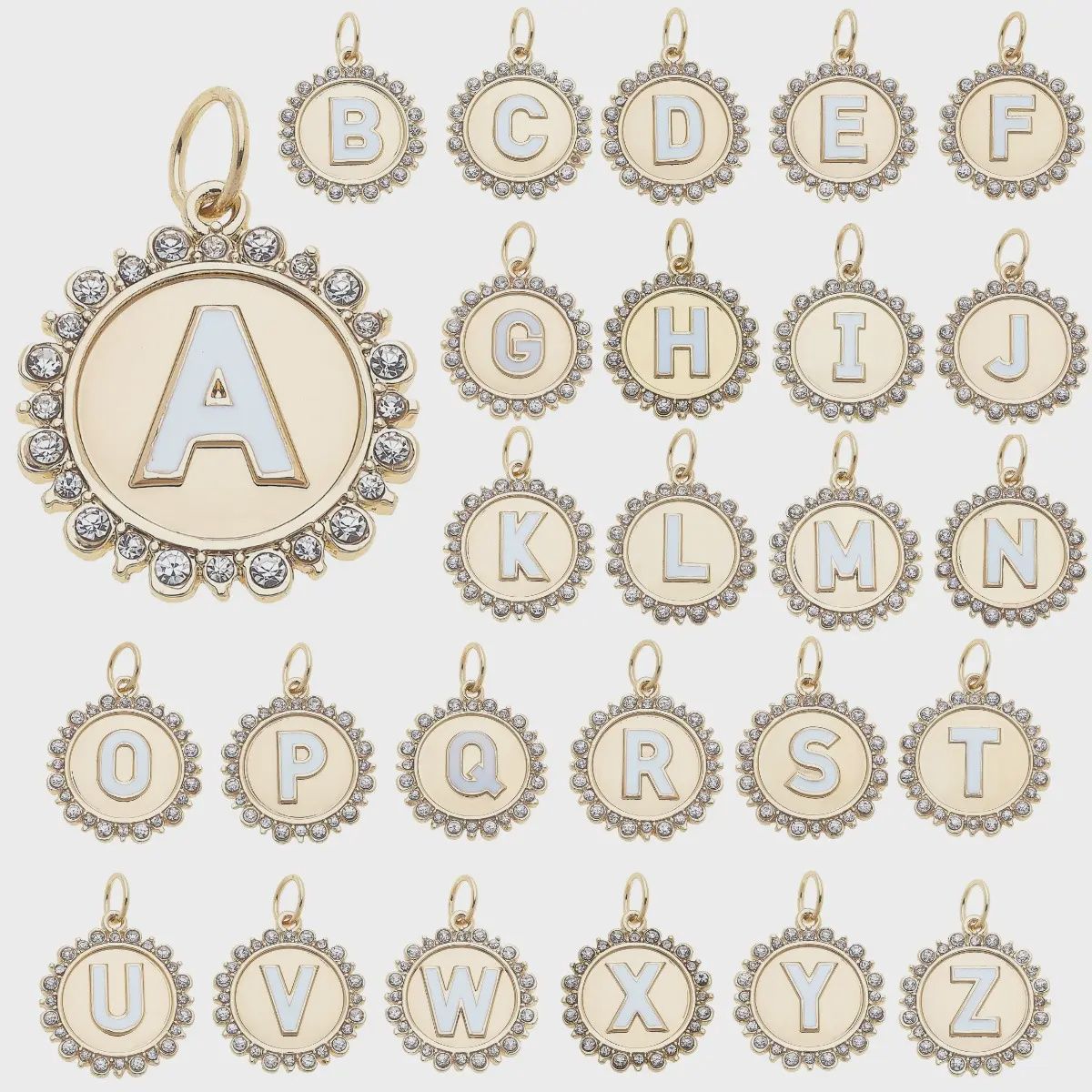 Canvas Rhinestone Disc Letter Charms Assortment