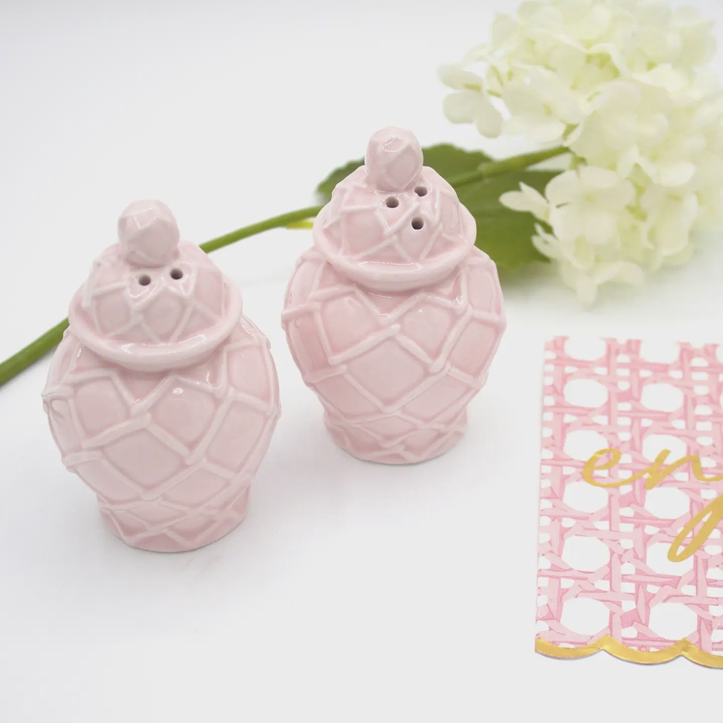 Oak Lane Pink Textured Jar Salt &amp; Pepper Shaker Boxed Set
