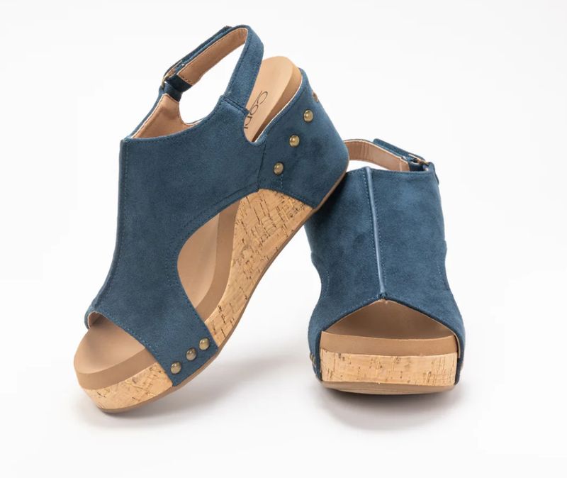 Corkys Teal Faux Suede Carley Wedges