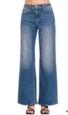 Zenana High Waist Straight Leg Medium Wash Denim Pants