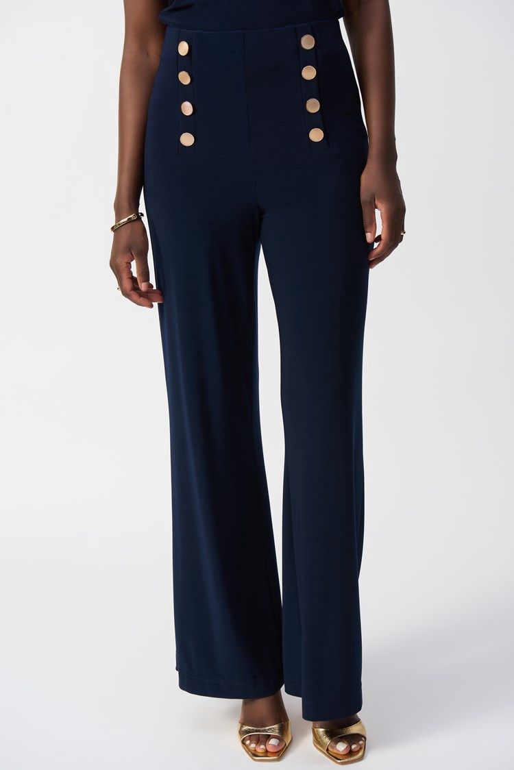 Joseph Ribkoff Silky Knit Wide-Leg Pull-On Pants Midnight Blue