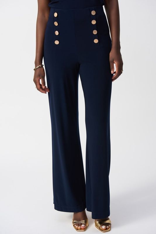 Joseph Ribkoff Silky Knit Wide-Leg Pull-On Pants Midnight Blue