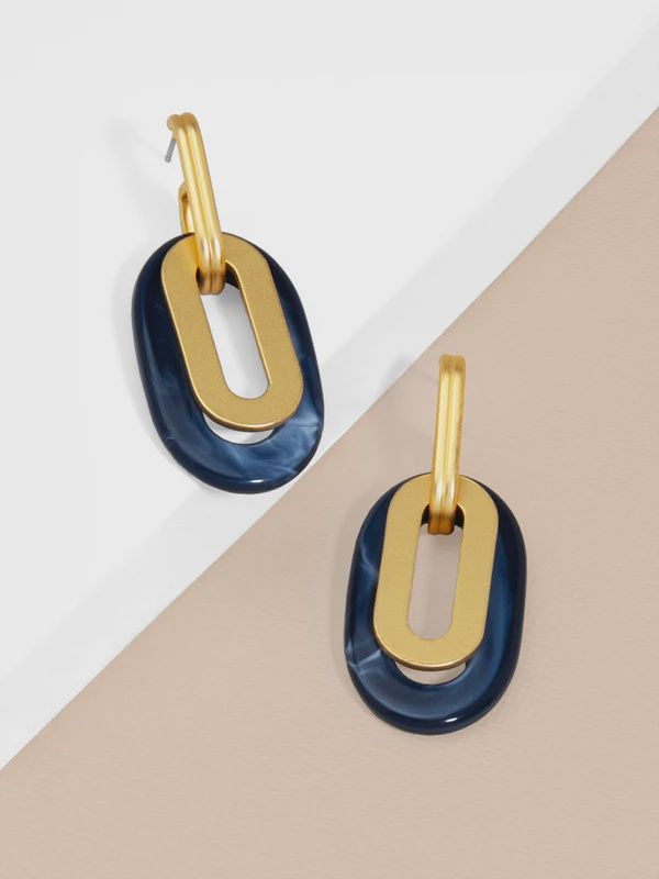 Zenzii Resin Chain Earrings Navy/Gold/Cream