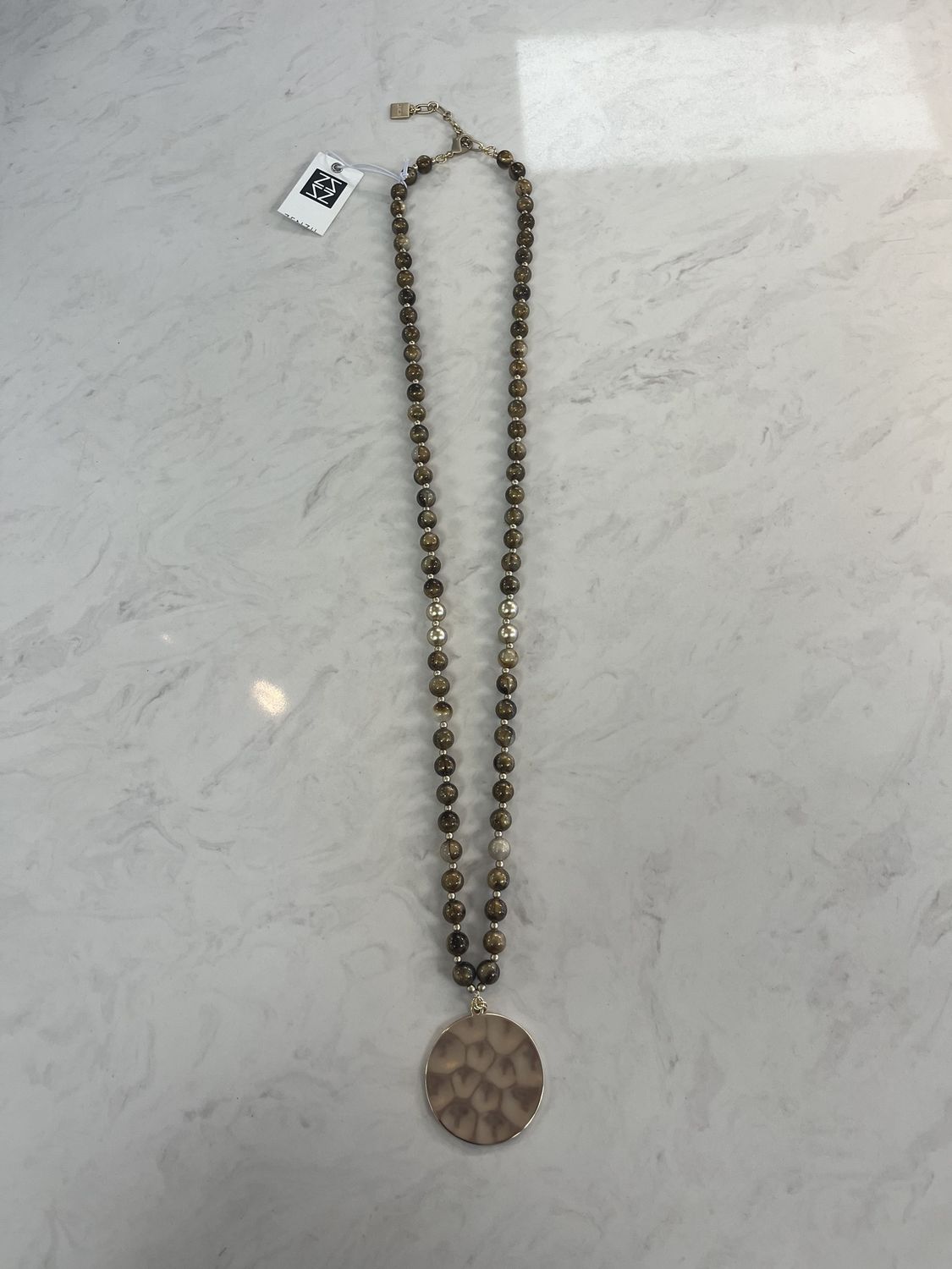 Zenzii Brown Beaded Necklace With Gold Charm