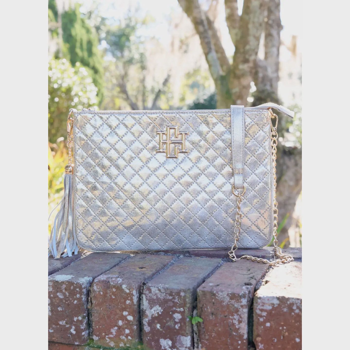 Caroline Hill Madelyn Clutch/Crossbody- Champagne Pop