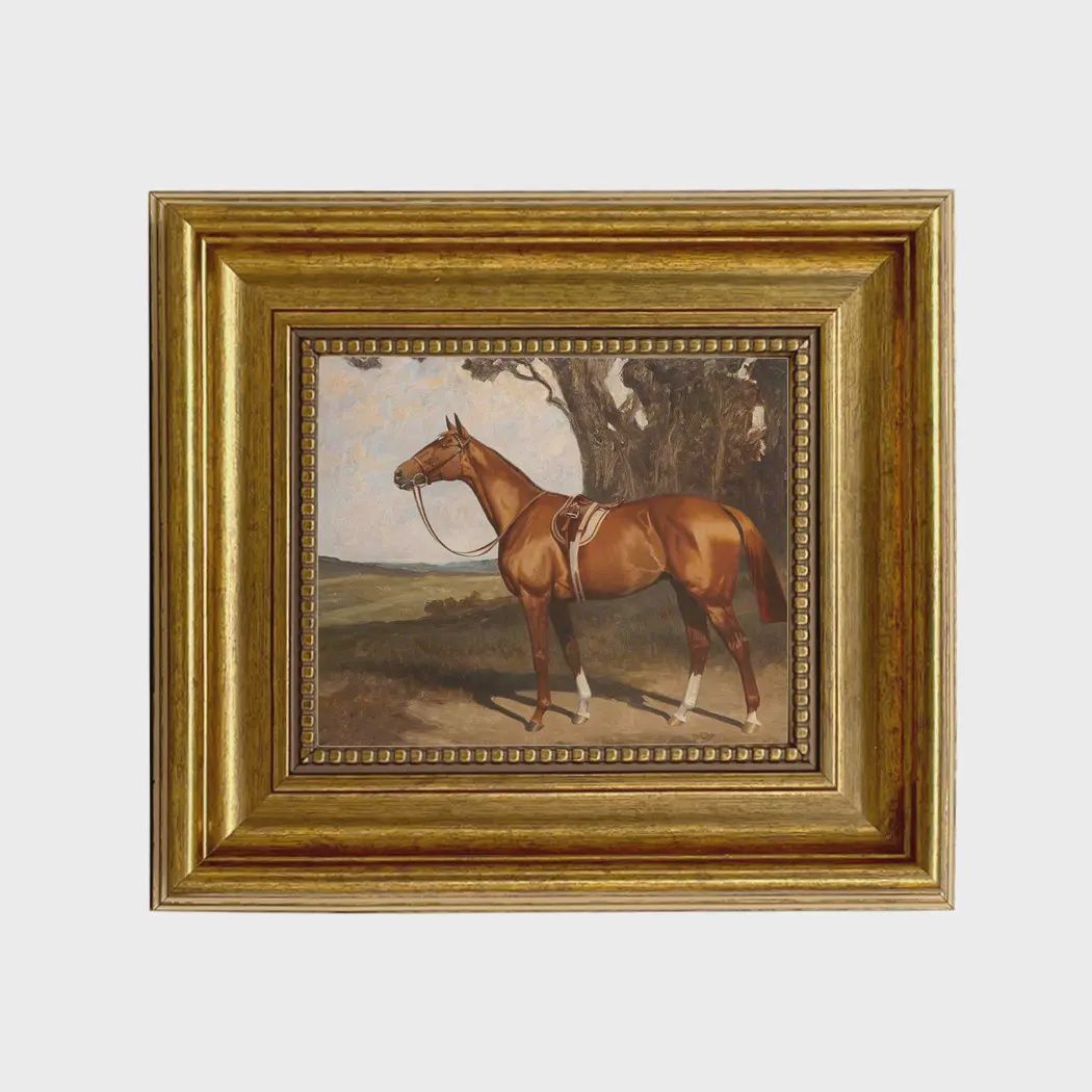 Madison Bay Co. Saddled Chestnut Racehorse Framed Painting Print On Canvas 5x6