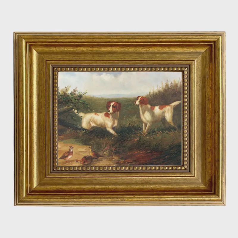 Madison Bay Co. Setters On Quail Framed Painting Print On Canvas - Gold Frame 5x6