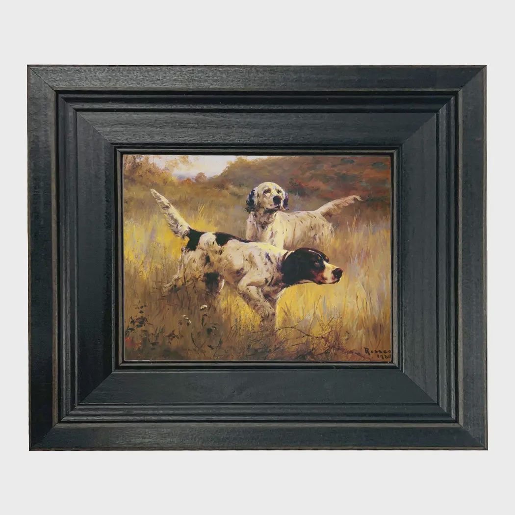 Madison Bay Co. English Setters Painting Print On Canvas in Black Wood Frame 5x6