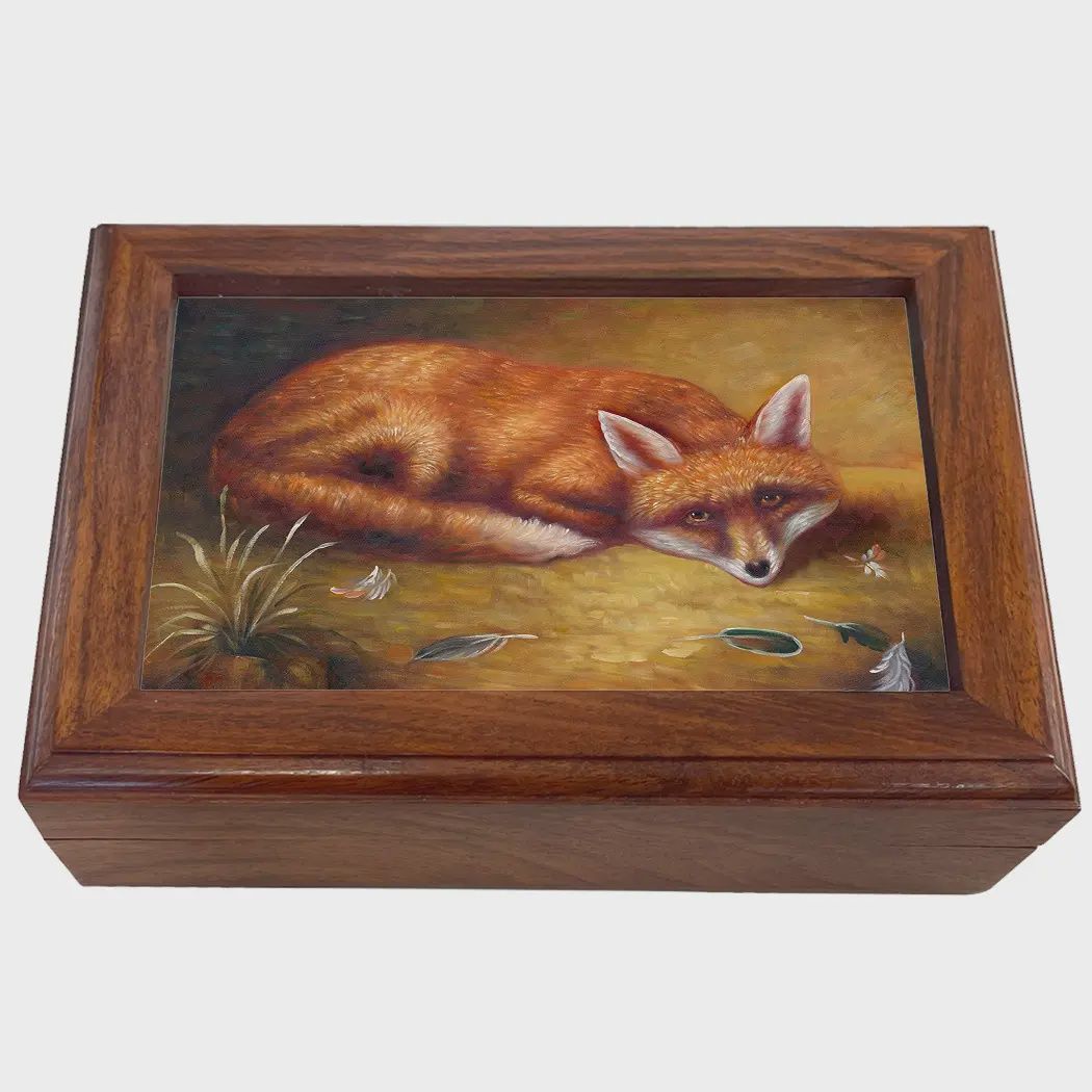 Madison Bay Co. Fox&#39;s Meal Painting Reproduction Solid Wood Trinket Box