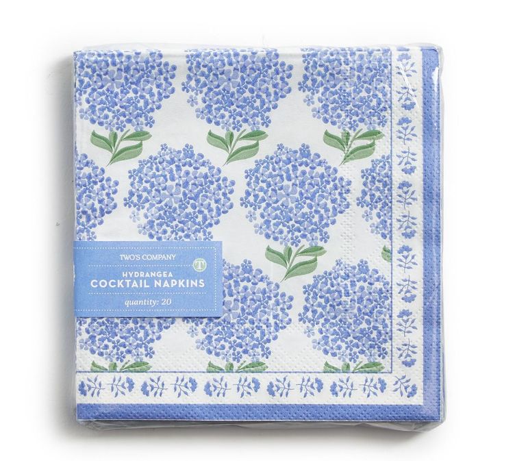 Two&#39;s Company Hydrangea 3-Ply Paper Cocktail Napkin (includes 20 napkins)