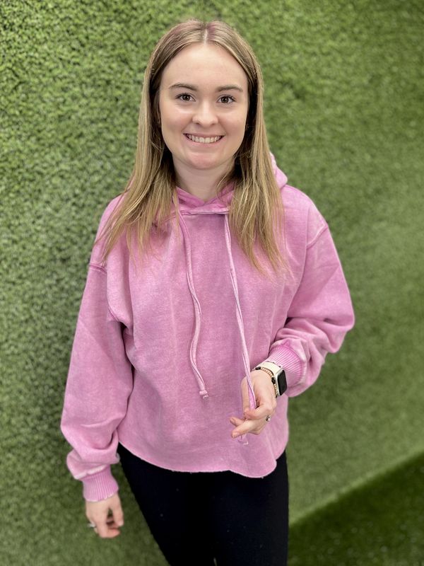 Zenana Mauve Raw Hem Long Sleeve Hoodie