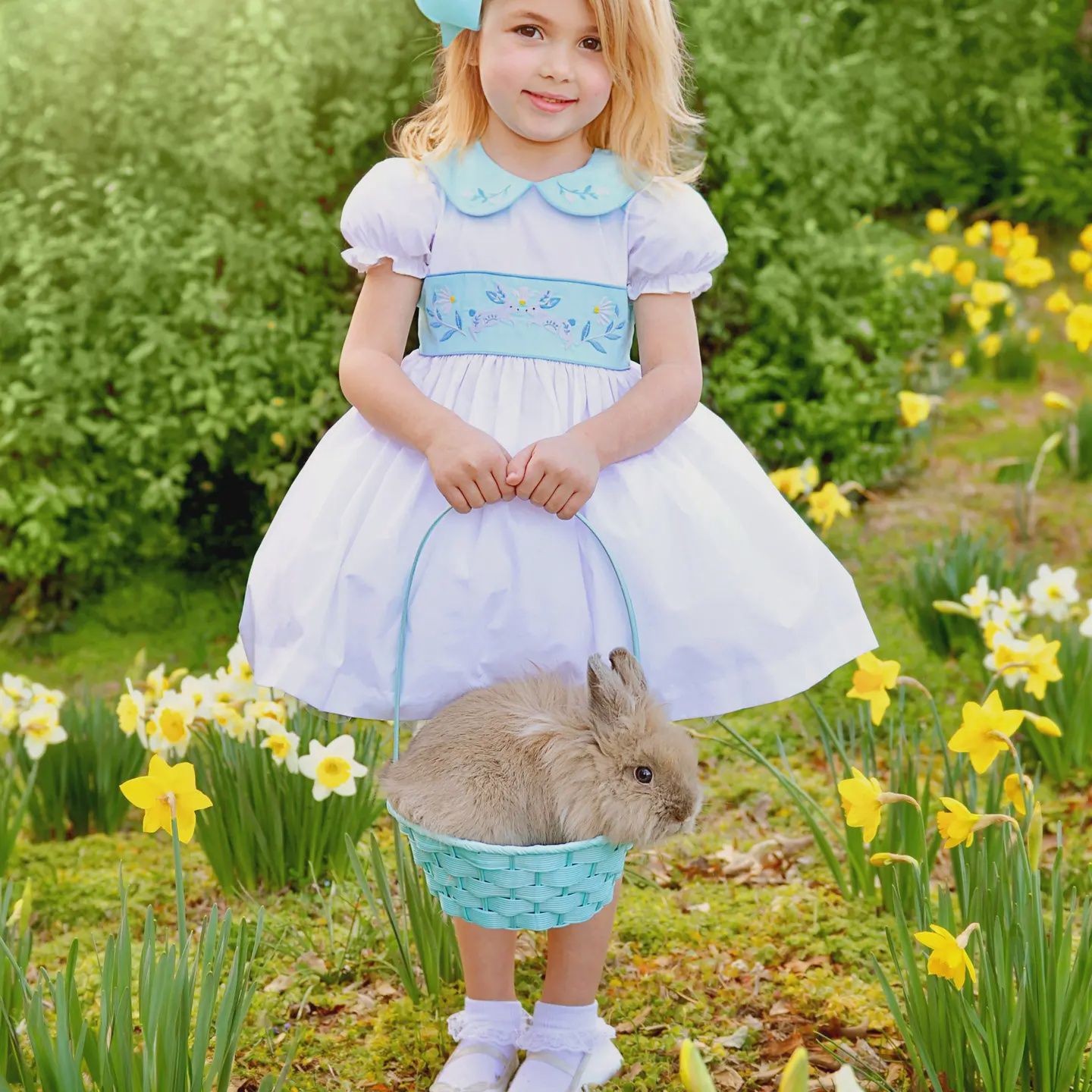 Posh Pickle Le Petit Lapin Embroidered Bunny Dress