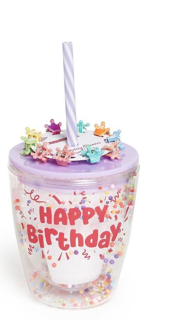 Two&#39;s Company Birthday Queen Tumbler Includes 10 Crown Hair Clips- Purple