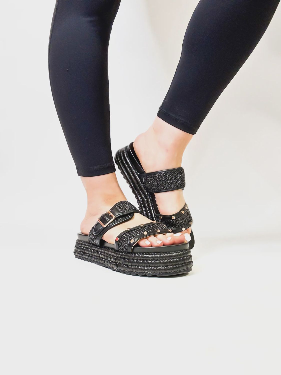 Corky&#39;s Black Raffia Walk of Shame Sandals