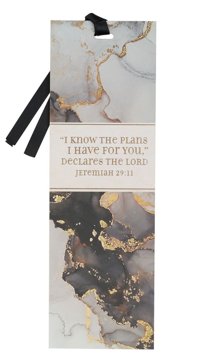 Chrisian Art I Know The Plans Black and Gray Marbled Premium Bookmark - Jeremiah 29:11