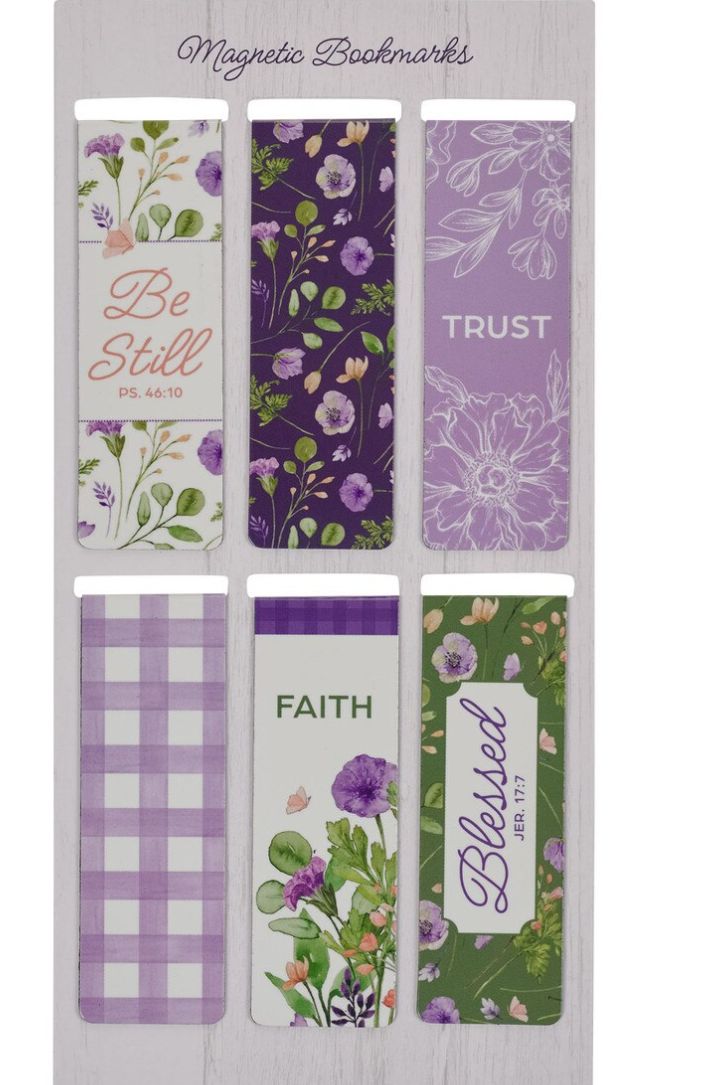 Christian Art New Mercies Purple and Green Magnetic Bookmark Set