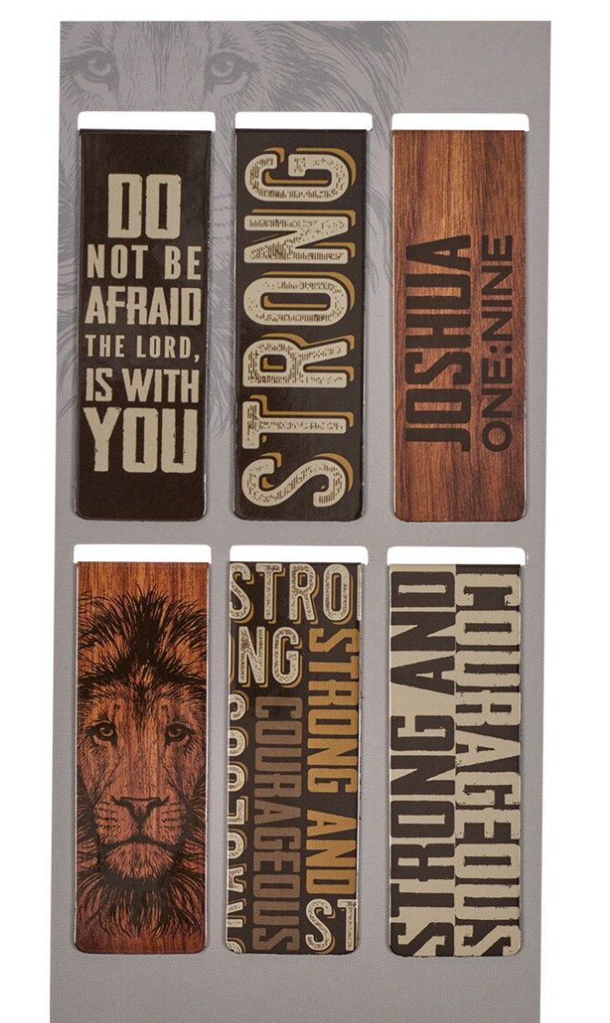 Christian Art Strong and Courageous Magnetic Bookmark Set - Joshua 1:9