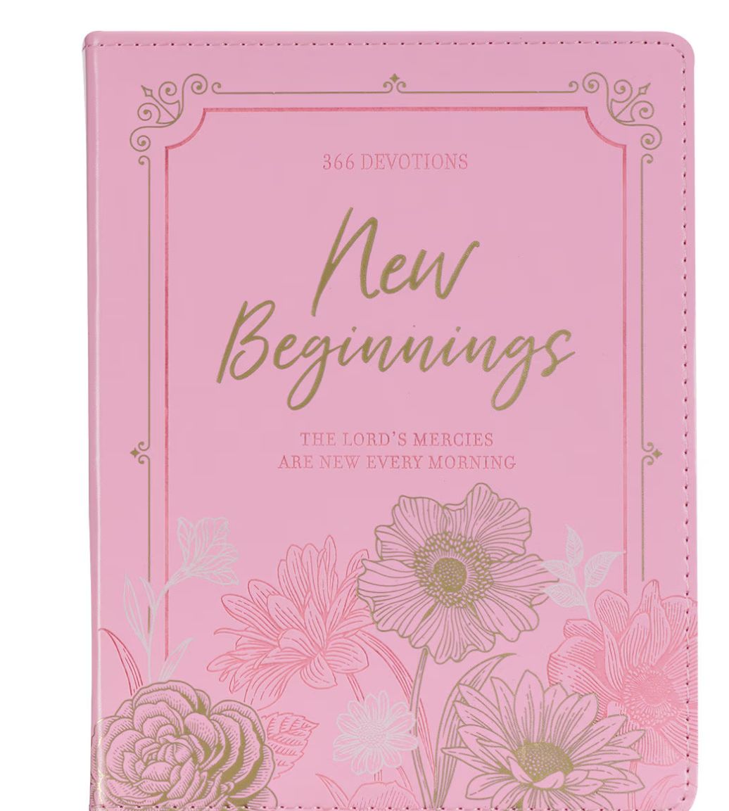 Christian Art New Beginnings Pink Floral Faux Leather Devotional