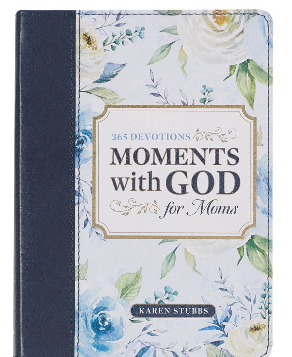 Christian Art Moments With God For Moms Navy Faux Leather Daily Devotional