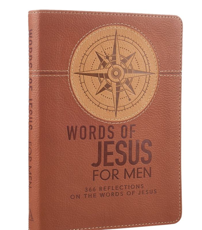 Christian Art Words of Jesus For Men Saddle Tan Faux Leather Devotional