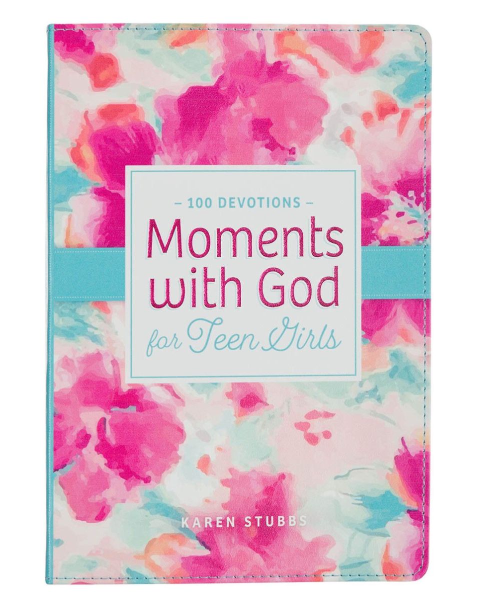 Christian Art Moments with God for Teen Girls Pink Floral Faux Leather Gift Book