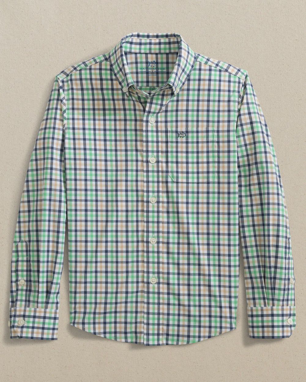Southern Tide Light Indigo Youth Boys Intercoastal Glenmoor Plaid Sport Shirt
