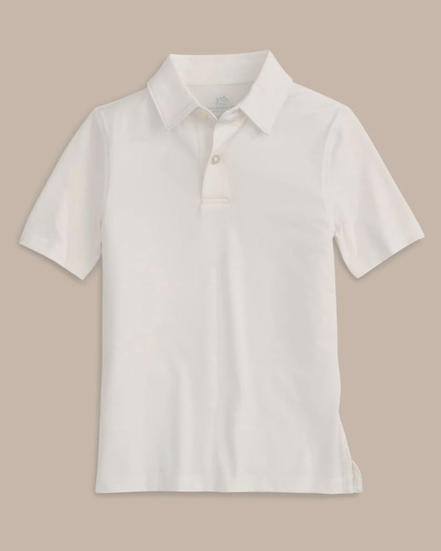 Southern Tide Classic White Youth Boys Driver Performance Polo Shirt