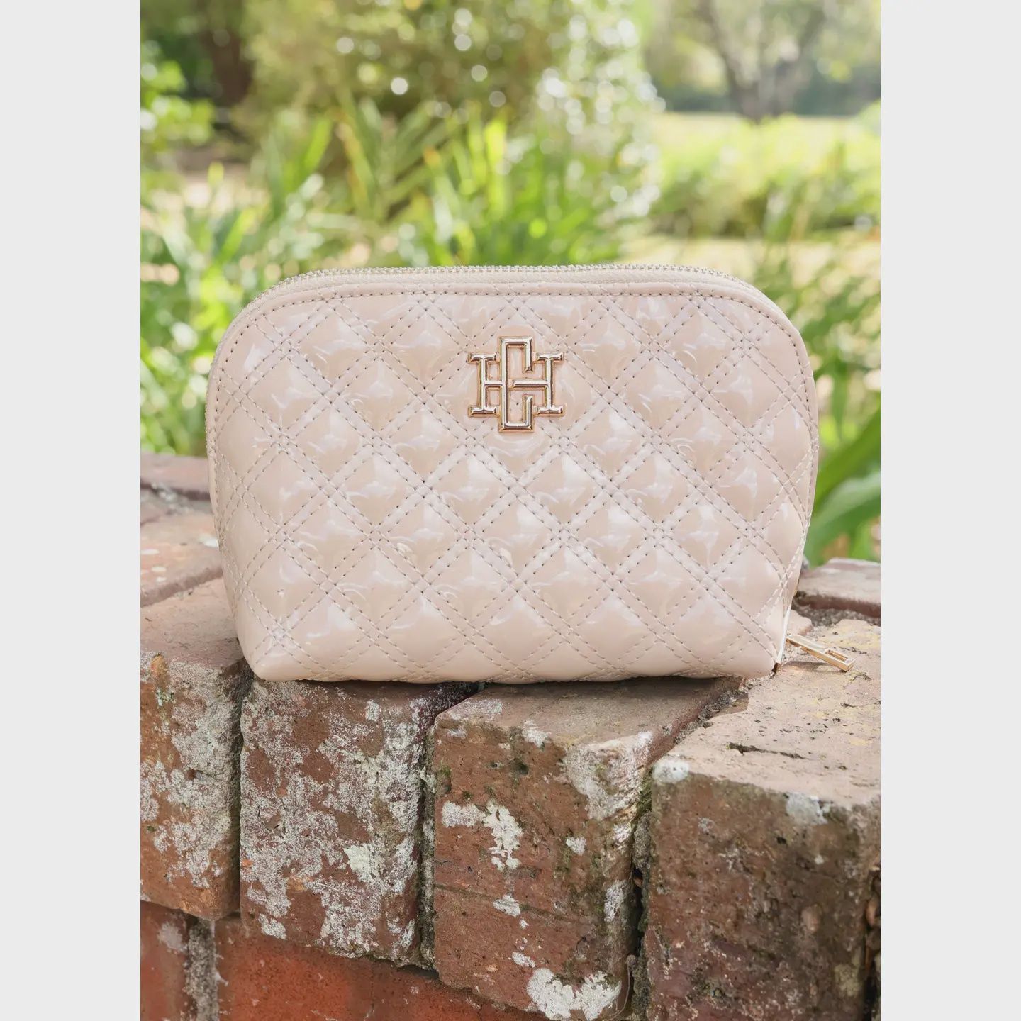 Caroline Hill Ibiza Small Pouch Nude Patent Sq