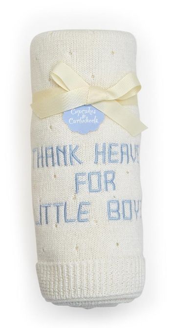 Cupcakes and Cartwheels Thank Heaven For Little Boys Soft Knit Blanket