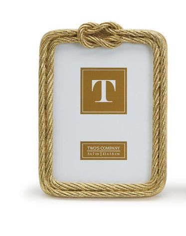 Two&#39;s Company Golden Threads Top Knot Rope Photo Frame- 5x7