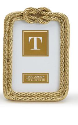 Two&#39;s Company Golden Threads Top Knot Rope Photo Frame- 4x6