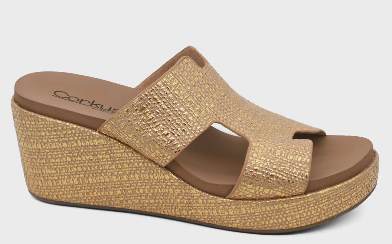 Corky&#39;s Pucker Up Wedge- Gold Raffia