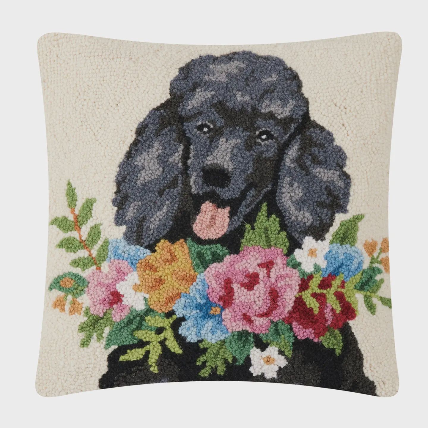 Peking Handicraft Floral Standard Poodle Hook Pillow