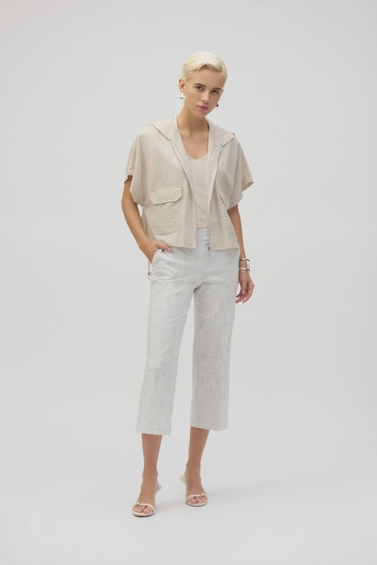 Joseph Ribkoff Millennium Geometric Print Culotte Pants- Beige/Vanilla
